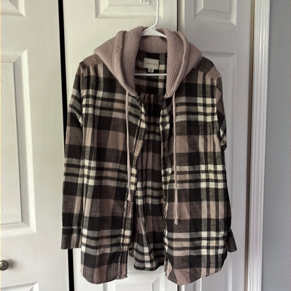 American Eagle flannel with hoodie